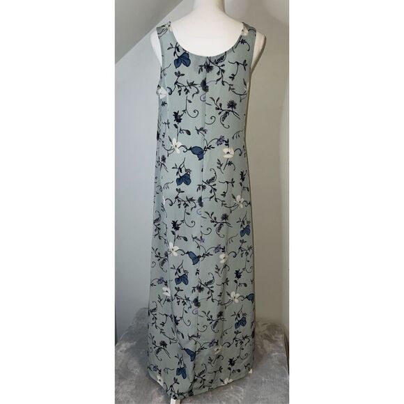 VTG Women’s Maxi Floral Tank Dress Blue Medium - Picture 5 of 10
